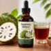 Soursop bitters bottle with fresh soursop fruit and herbal ingredients