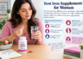 Best iron supplement guide showing iron supplement bottle, tablets, healthy foods, and tips for choosing the right iron supplement