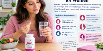 Best iron supplement guide showing iron supplement bottle, tablets, healthy foods, and tips for choosing the right iron supplement