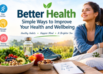 Better health lifestyle with healthy eating, exercise, sleep, hydration and stress management