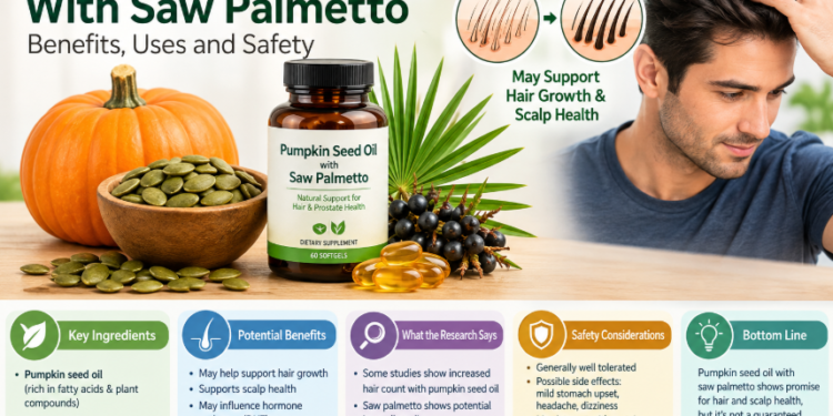 Pumpkin seed oil with saw palmetto for hair growth and scalp health